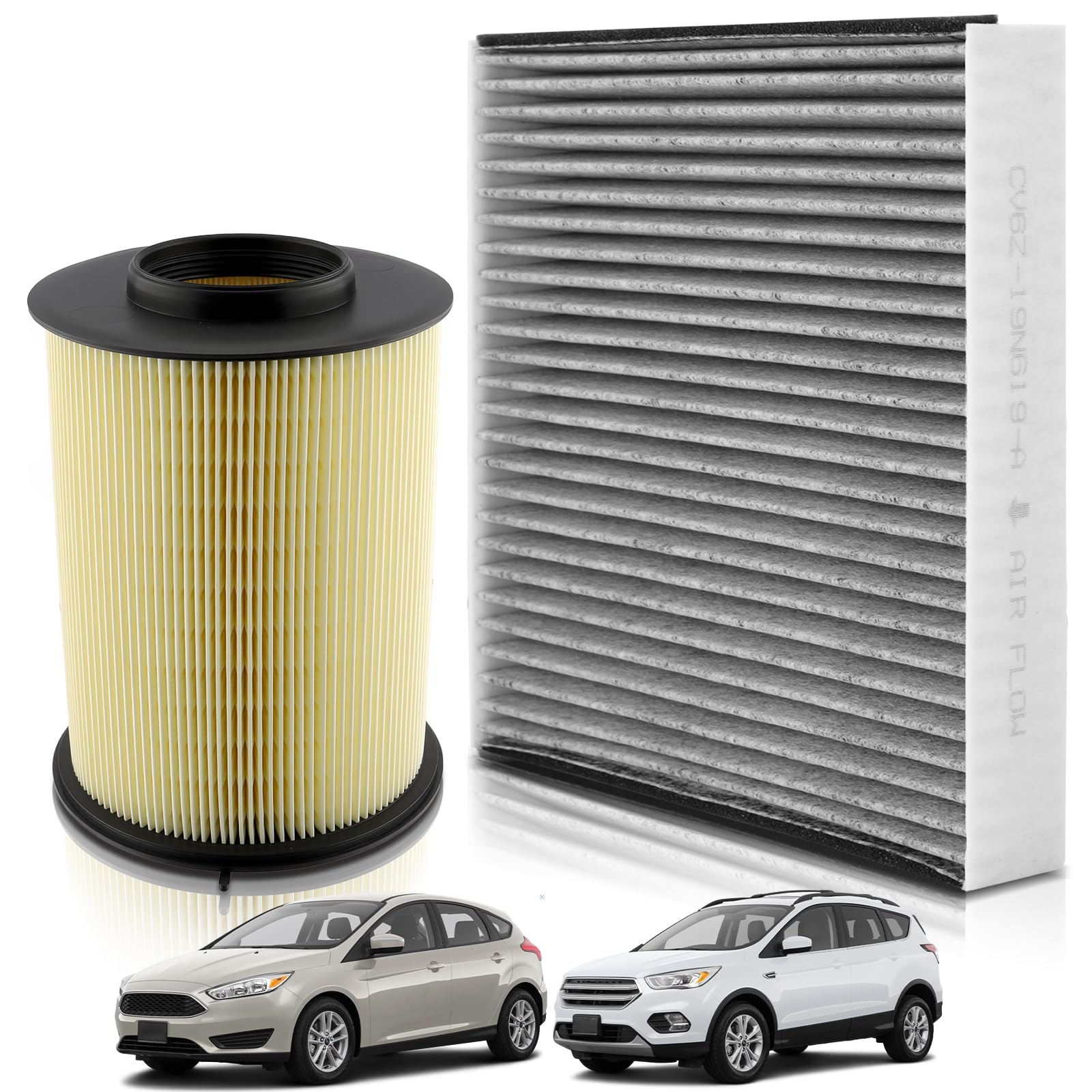 Photo 1 of partszen CA11114 Cabin and Engine Air Filter Fit for Ford Escape (2013-2019) Focus (2012-2018) Transit Connect (2014-2016) for Lincoln MKC (2015-2019) Replace 1708877 CF11920