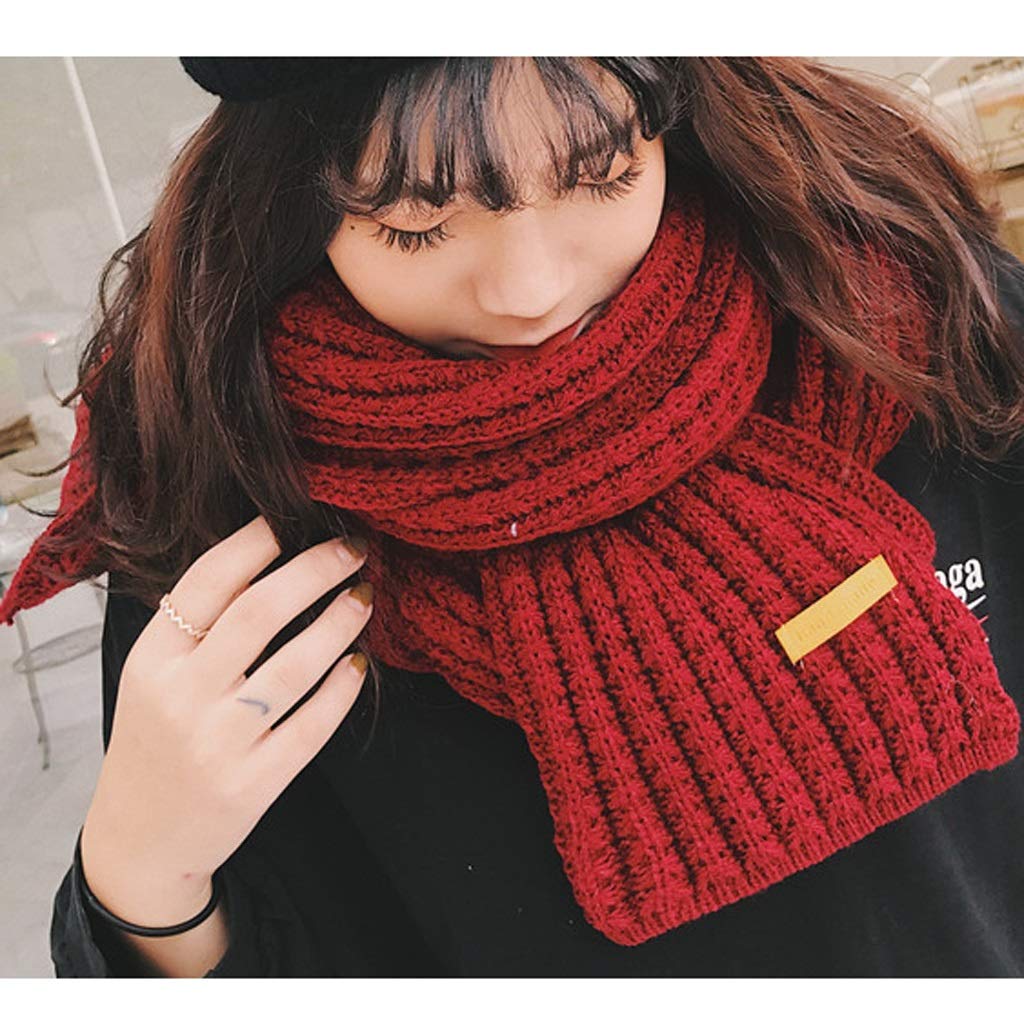 Schal Weiblicher Winter Koreanische Version des vielseitigen Dual-Use-Schülers Herbst und Winter Dicker, Warmer Strickschal aus Dicker Wolle Winterschal (Farbe: A)