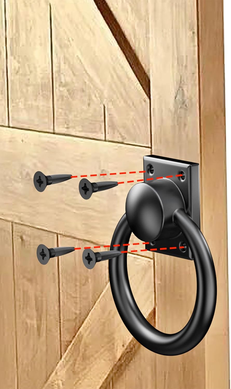 trust4care 3-3/4" Rotatable Matte Black Sliding Barn Door Pull Handles, Flush Folding Ring Gate Pulls, Heavy-Duty Zinc Grip Pull for Hallway Bifold Barn Door, Garage, Garden Fence Wooden Gate