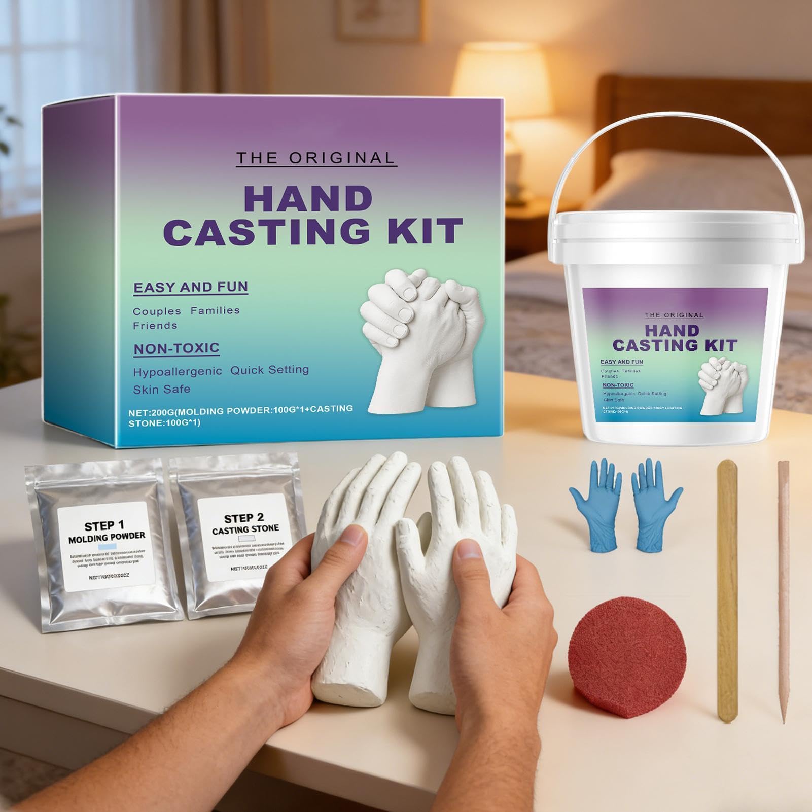 Generico Kit per Calco Mani Strumento per Calco in Gesso Romantico | Kit per Calco Mano Famiglia Regalo Ideale per Famiglia Fidanzato Fidanzata San