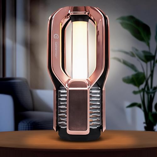 Miniatura 10 de Linterna LED recargable para campamento, diseño de agarre libre, 4 modos, impermeable IP65, brillo cálido de 3000 K, luz ligera y portátil para