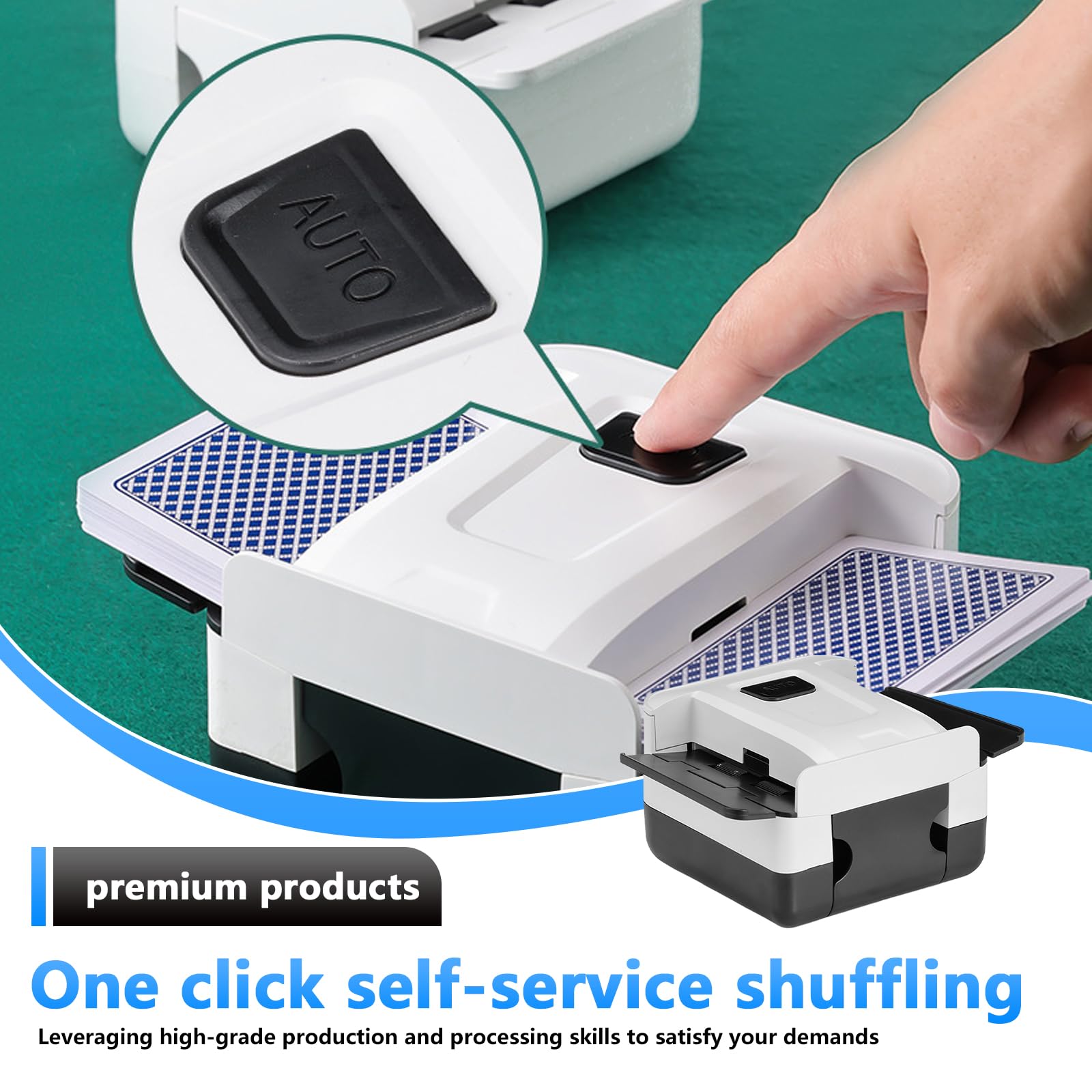 Mixer per carte elettrico, automatico per 1-2 mazzi, miscelatore elettrico con 2000 mAh ricaricabile, auto compatibile con poker, UNO, max 9,8 x 6,5 cm