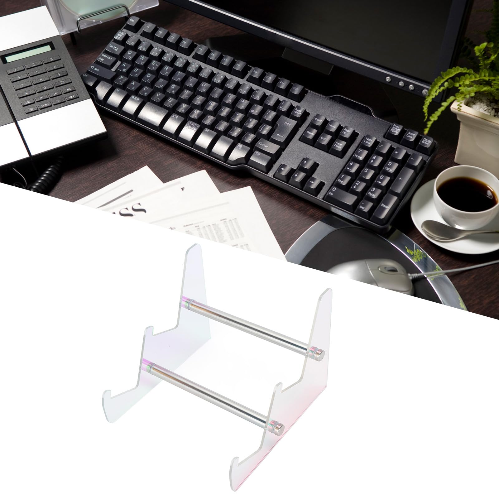 Jeanoko 1PCS Acrylic Keyboard Display Stand,Easy Assembly,Mechanical Keyboards Storage Rack for Office Display,Clear Keyboard Stand,Mechanical Keyboard Holder (Double Layer)
