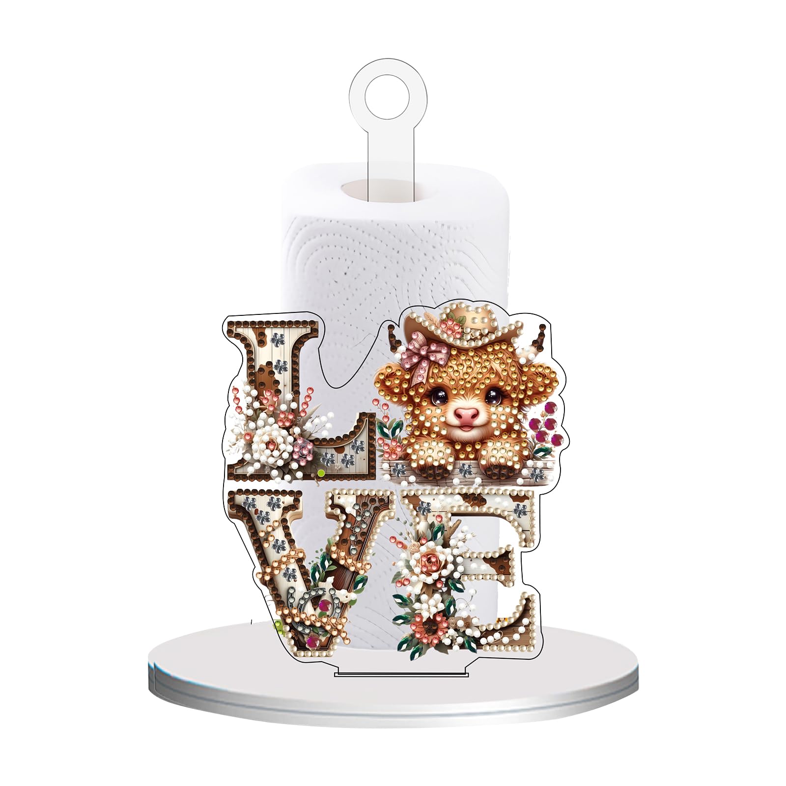 POETRYDRAW Cow Calf Love Diamond Art Tissue Holder 10.24x5.12 Inch
