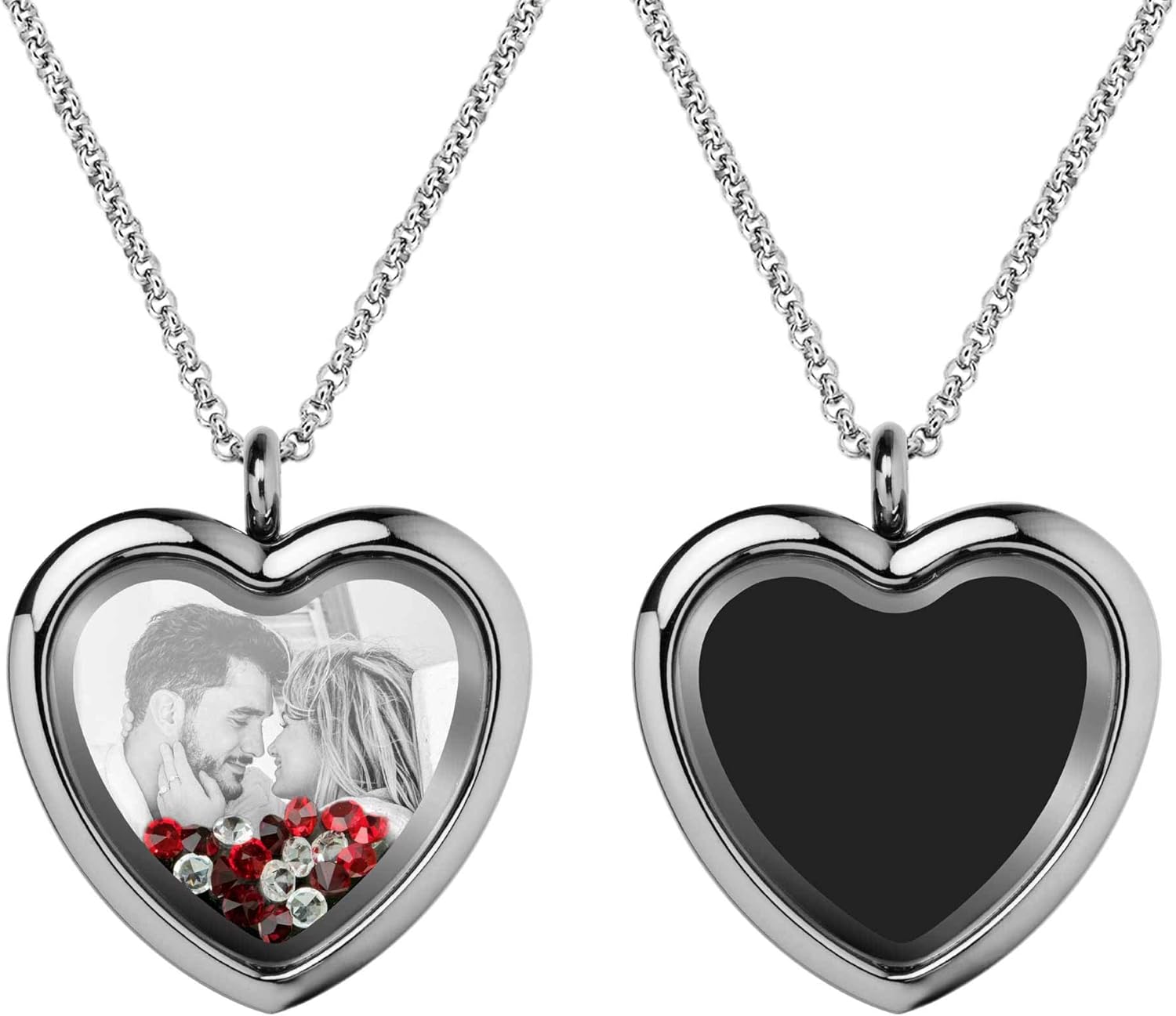 Photo Engraved Locket Pendant Necklace Personalized Medallions Picture Customiization Love Note Jewelry - Birthday Graduation Anniversary Wife Christmas Valentines Gift Souvenir