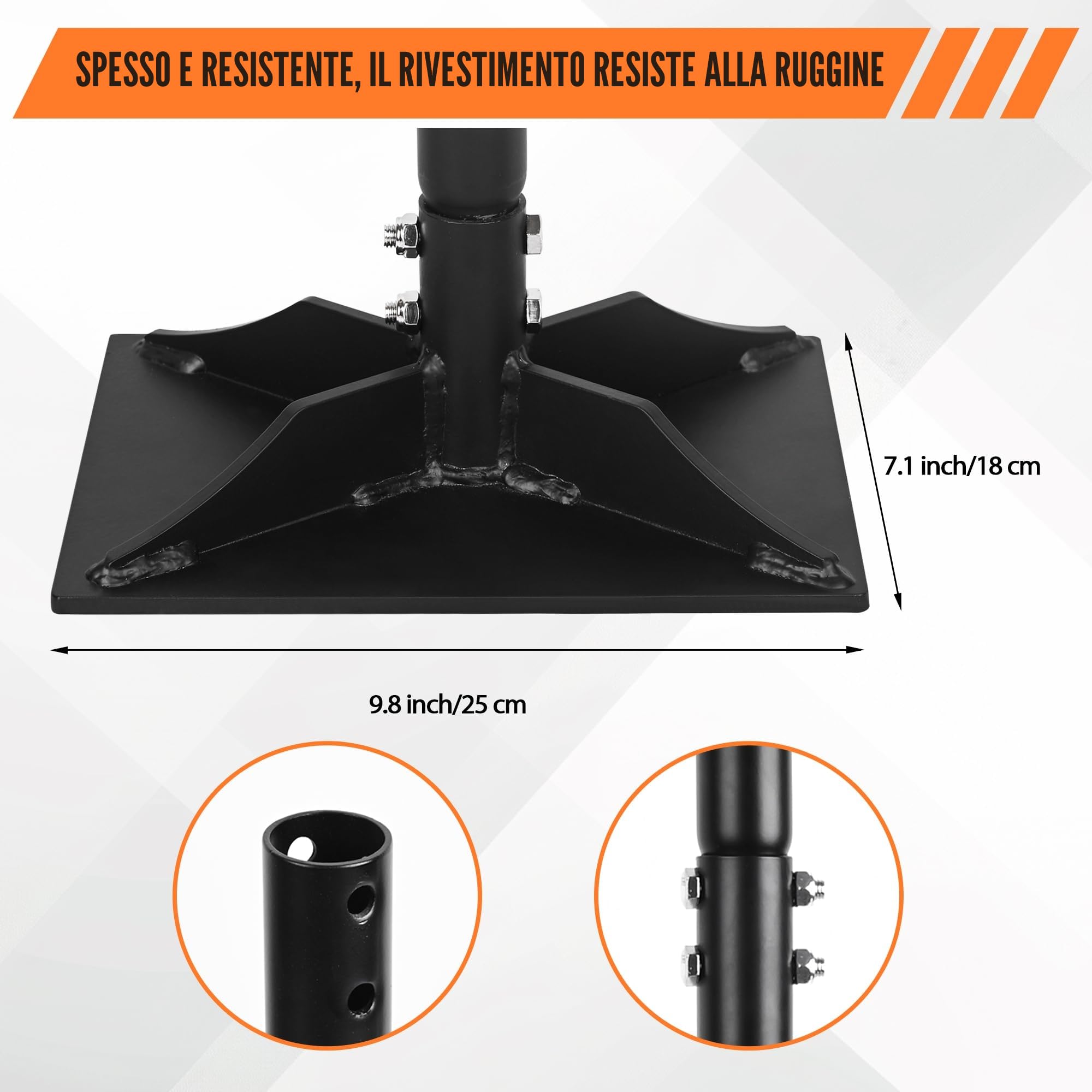 Tamper in acciaio da giardino con manico da 45 pollici, resistente, strumento ideale per livellare la suola, la gravità, l'asfalto, il drive