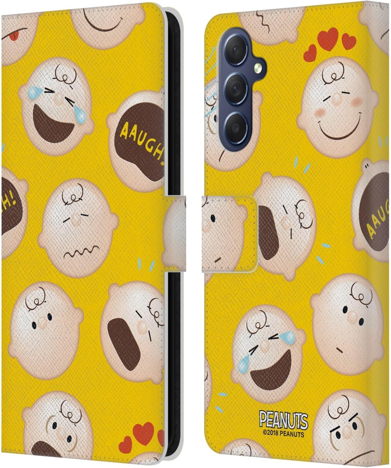 Head Case Designs Officially Licensed Peanuts Charlie Brown Character Patterns Leather Wallet Case Compatible with Samsung Galaxy M54 5G