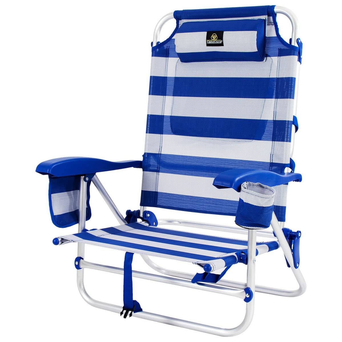 CREVICOSTA QUALITY MARK MARCAS DE CALIDAD - Coral 2108 - Silla de Playa Plegable con reposabrazos, 7 Posiciones y Nevera Trasera (Marinera)