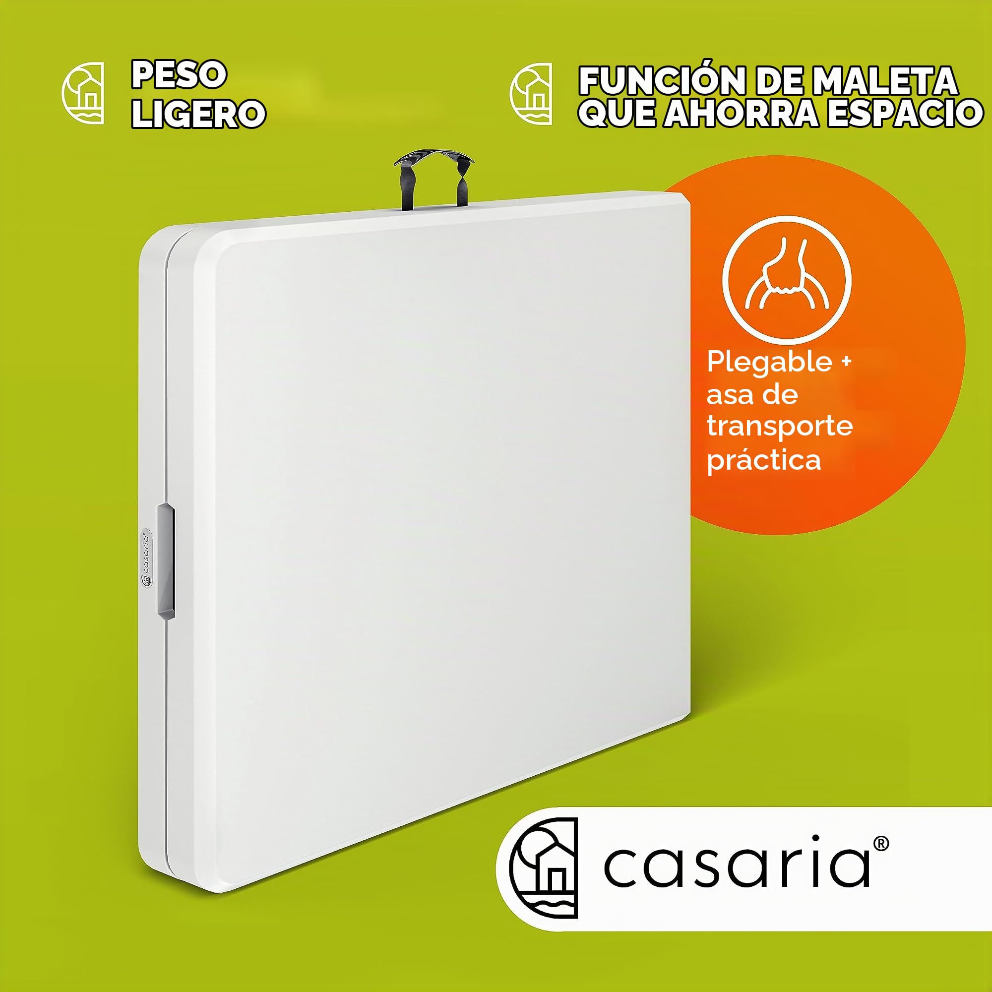 CASARIA® Set 2 Mesas Buffet Plegable Plástico Jardín 183x76cm Fiestas 8 Personas Resistente Intemperie Eventos Exterior Asa Transporte Portátil Picnic