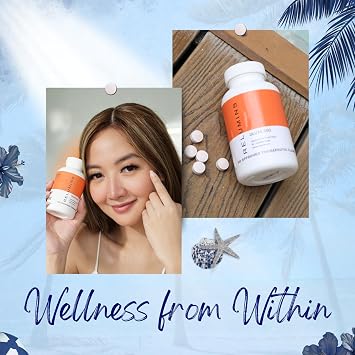 Relumins Gluta 500 Chewable Tablets with Glutathione, Hyaluronic Acid, Vitamin C, Biotin & Collagen Supports Skin Tone & Glow Fruit Punch Flavor for a Summer Glow Skin 60 Tablets