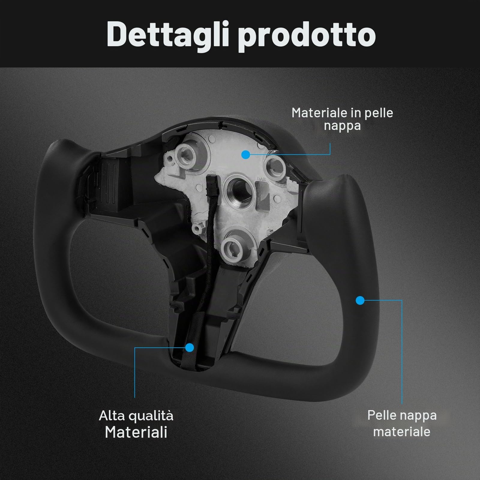 Volante Yoke con Funzione di Riscaldamento per Model Y/3, Pelle Nera Modificata Personalizzata, Tesla Yoke da Corsa