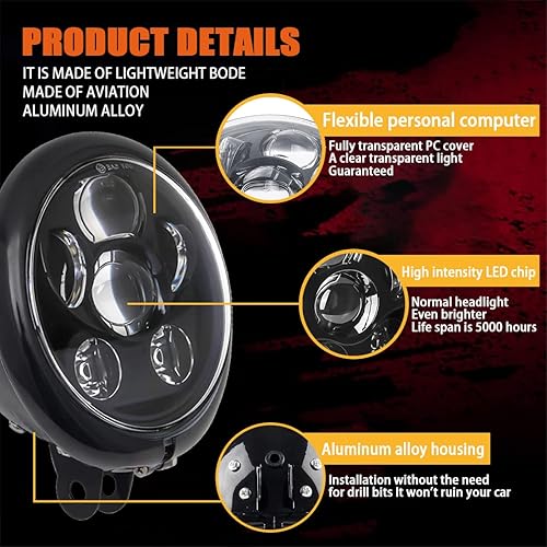 Miniatura 9 de SKTYANTS 5 34 "5.75 pulgadas LED faro motocicleta DRL cuernos blancos con carcasa de 5.75 pulgadas cubo para Sportster Softail Dyna Shadow Road Star