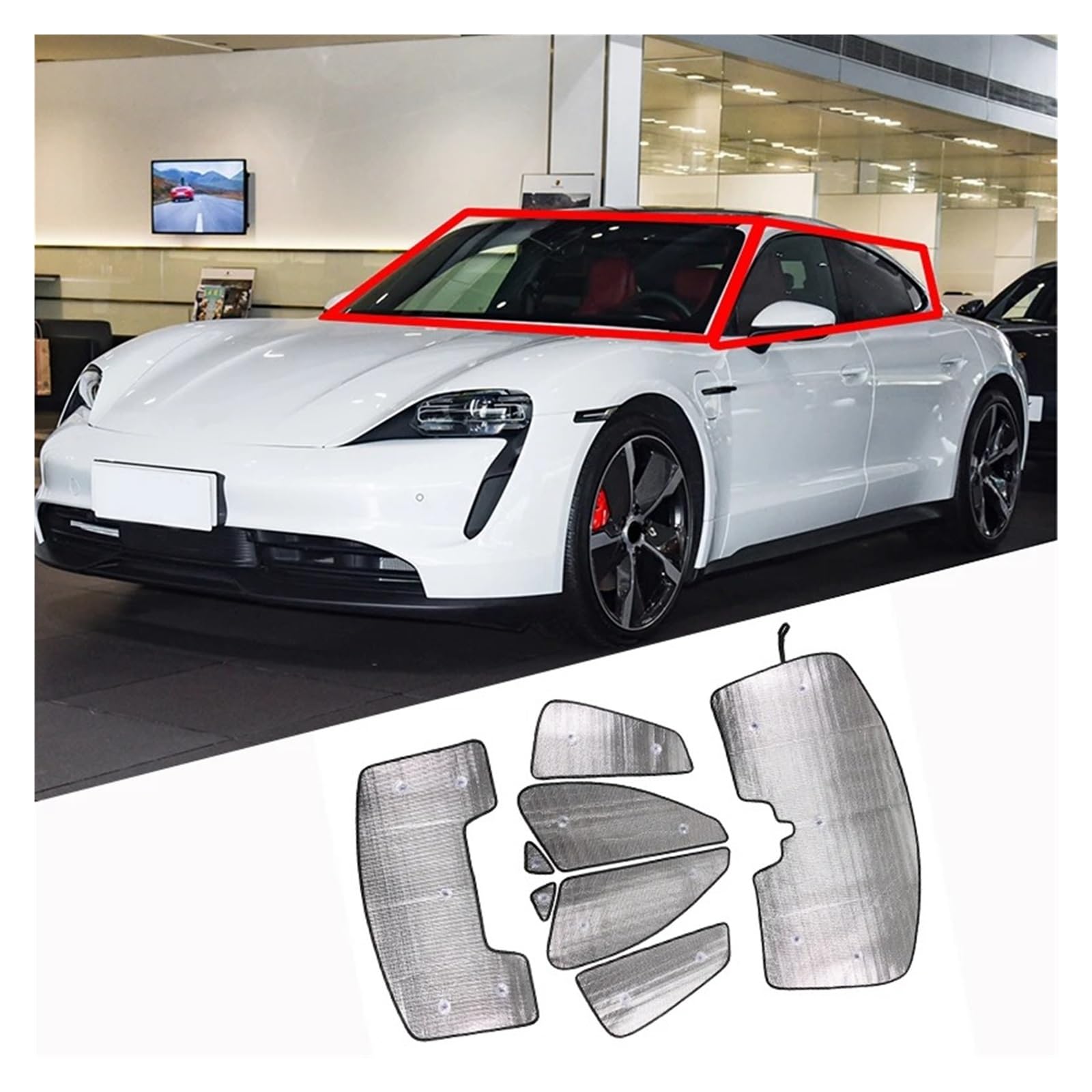 Parasol Cobertura Total para para Taycan 2019-2022 para Parabrisas Coche Plegable Reflectante Accesorio Parasol Coche(1Pcs)