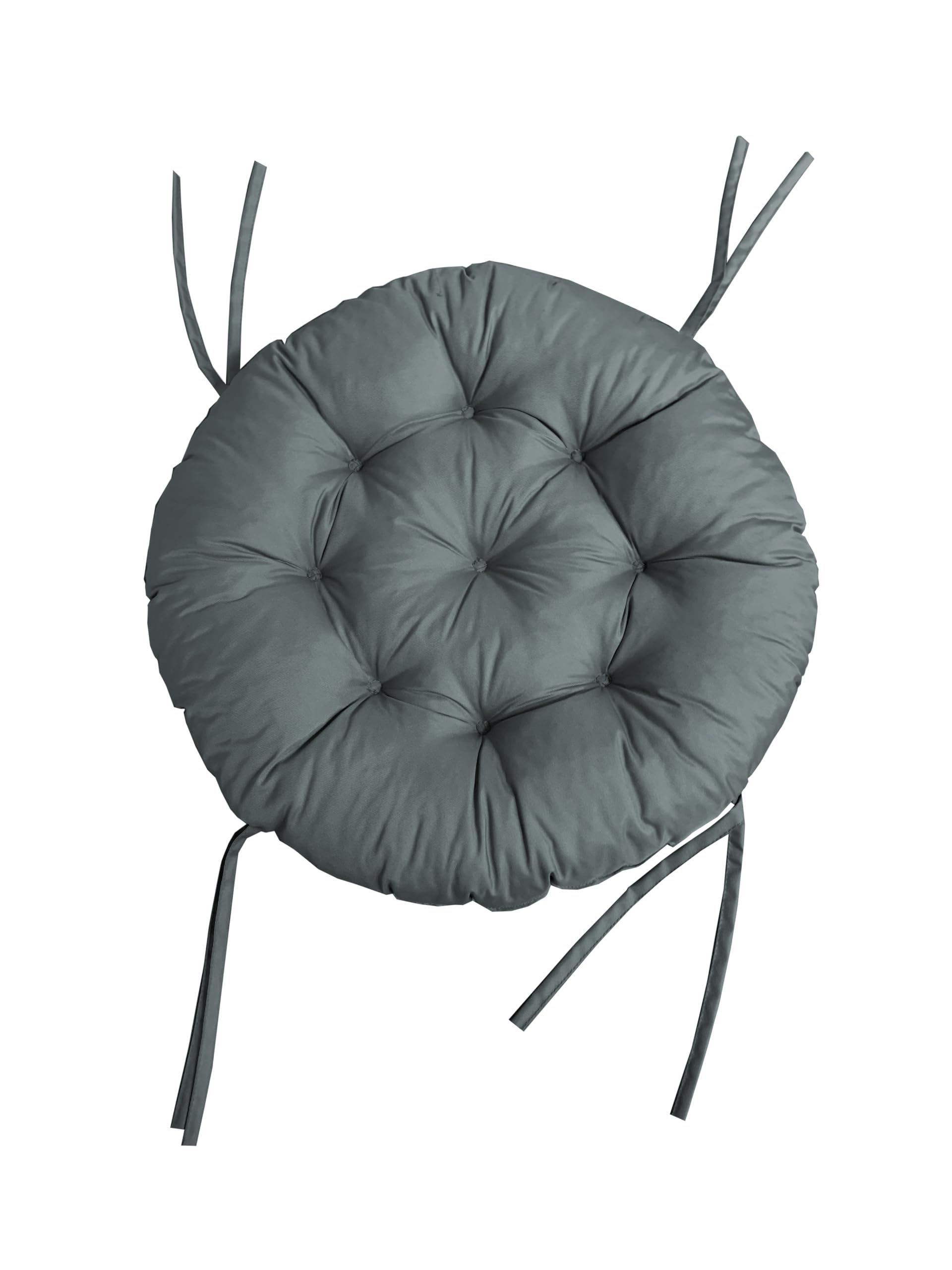 chilly pilley Papasansessel Rundkissen RundRattansessel Auflage Sesselkissen Gartenkissen Sitzkissen Garten Kissen Gesteppt mit Schlaufen (110cm, Grau)