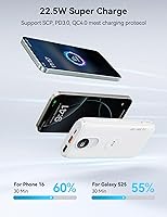 Vista 3 de Portable Charger, 10000mAh 22.5W Fast Charging Power Bank with Built in Cable & Wall Plug, Travel Essential Battery Pack with LED Display, External