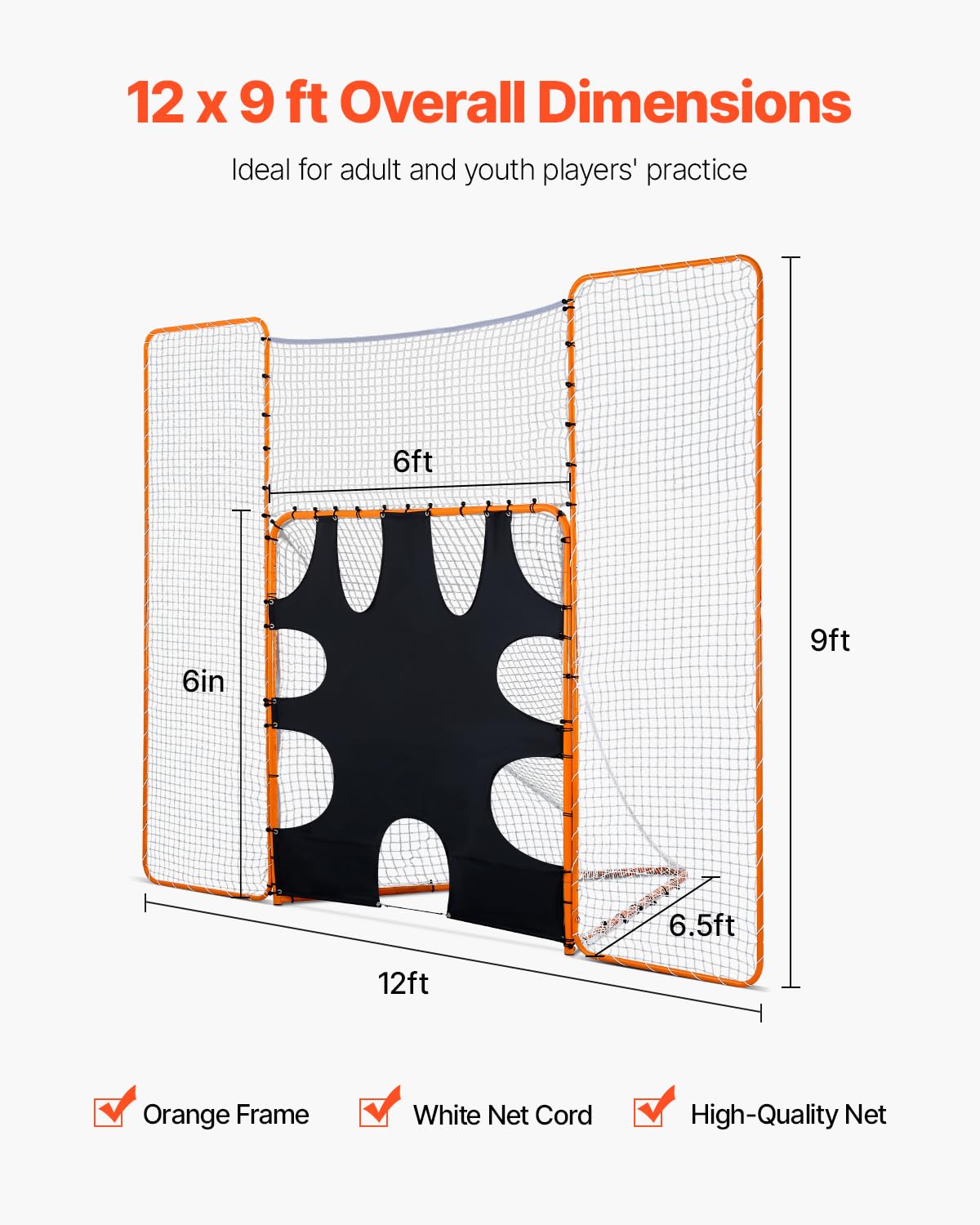 VEVOR Portería portátil de Lacrosse - Juego Completo de Accesorios de Entrenamiento con Cobertura extendida para jóvenes y Adultos