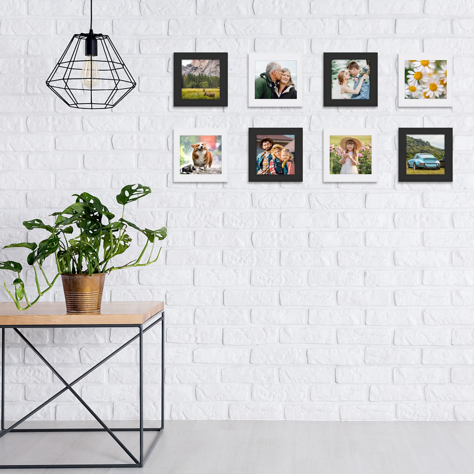 AEVETE5x5 Picture Frames Collage Black and White Square Frame for Tabletop Wall