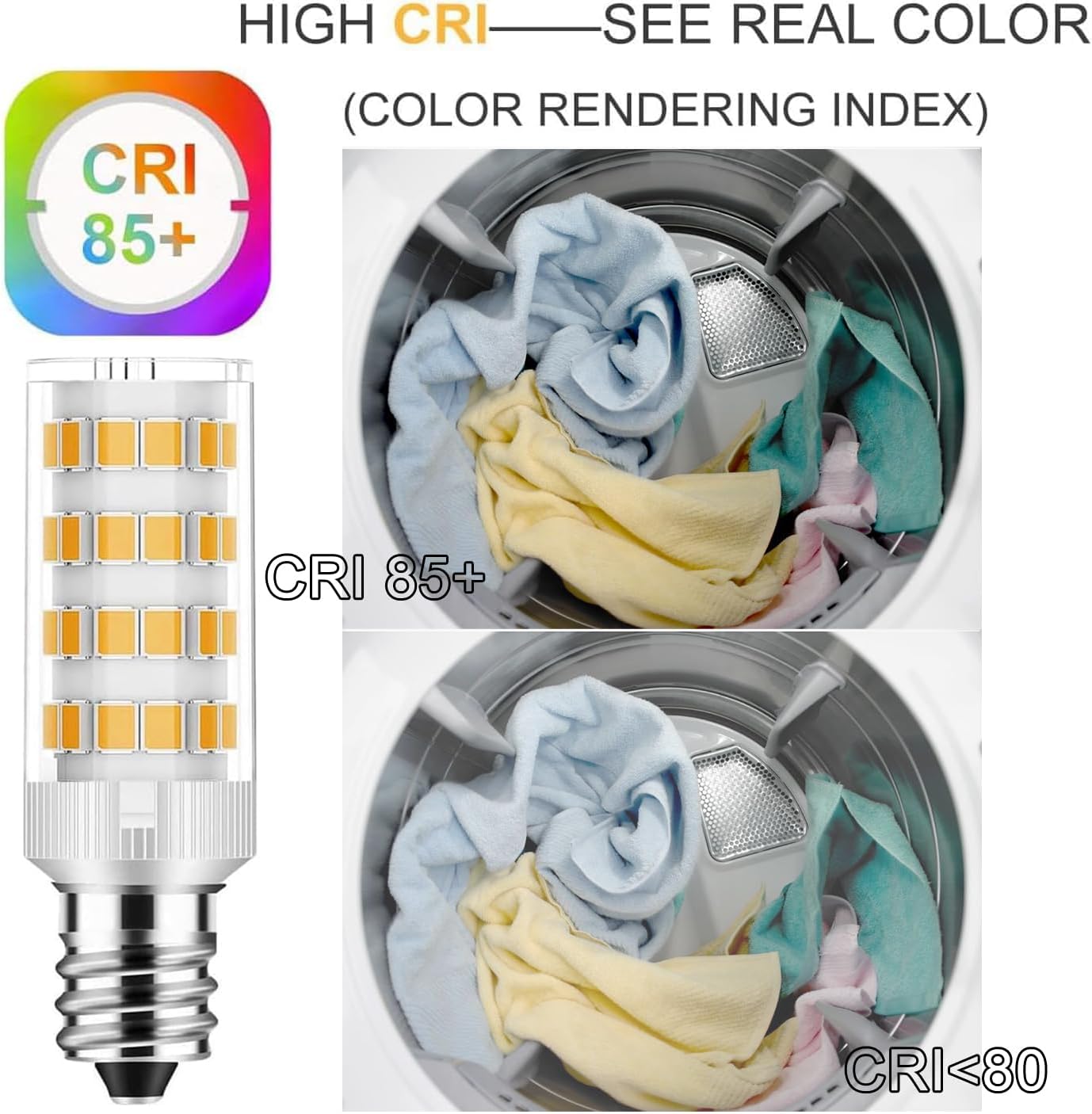 WE05X20431 WE4M305 4W E12 LED Bulb 110-130V Dryer Drum Light Bulb Replacement Part Compatible with Hotpoint GE Dryers Warm White 3000K (Warm White)