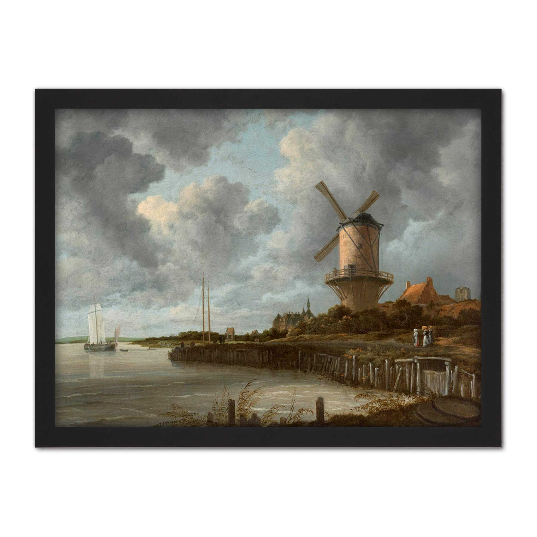 Artery8 Van Ruisdael Windmill Wijk Bij Duurstede Painting Artwork Framed Wall Art Print 18X24 Inch