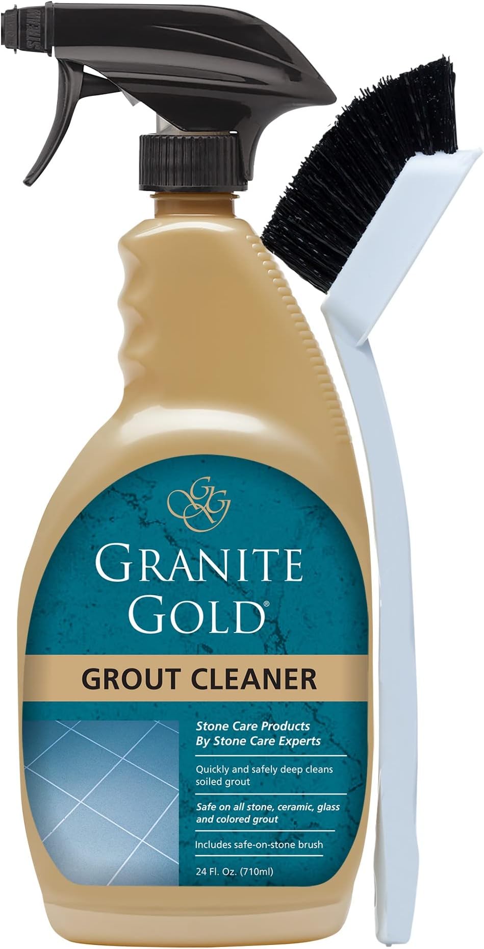 Granite Gold Grout Cleaner Spray with Brush for Stone, Ceramic, Glass & Colored Grout, 710 mL (Pack of 1)