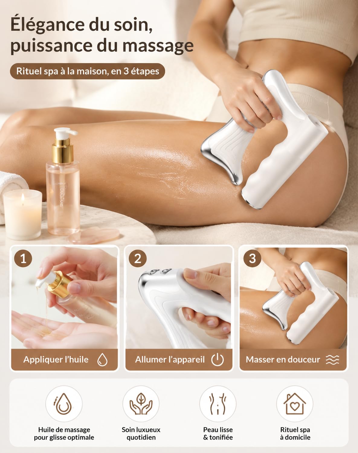 Luxcary Masajeador Drenante Reafirmante para Abdomen y Muslos | Drenaje Linfático, Reafirma la Piel, Zona Abdominal, Para Muslos, Uso Corporal