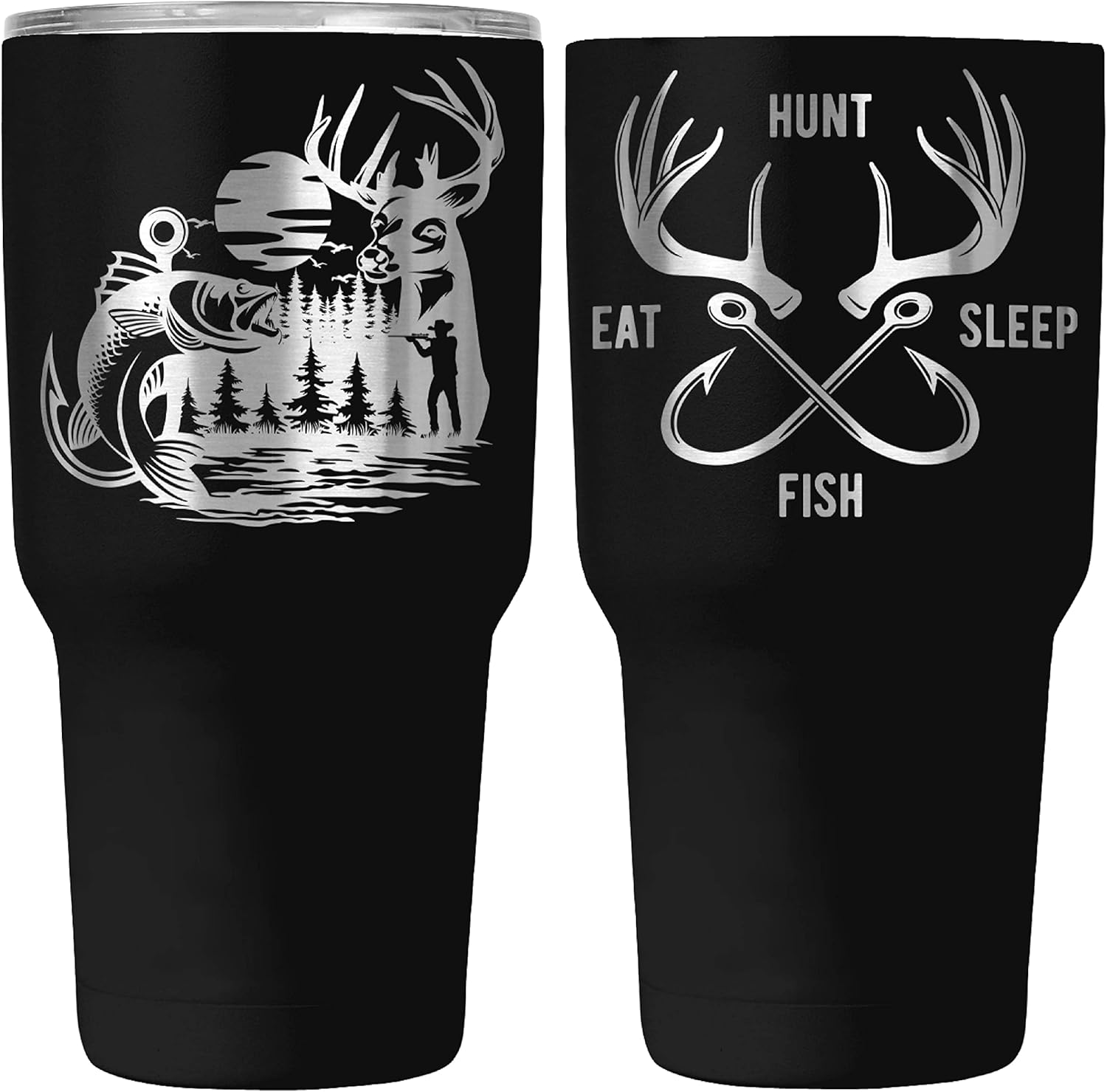 Fishing and Hunting Gifts For Men and Women | 30oz Hunting and Fishing Tumbler | Gifts for Dad with Sliding Lid and Silicone Straw | Hunting/Fishing Gift