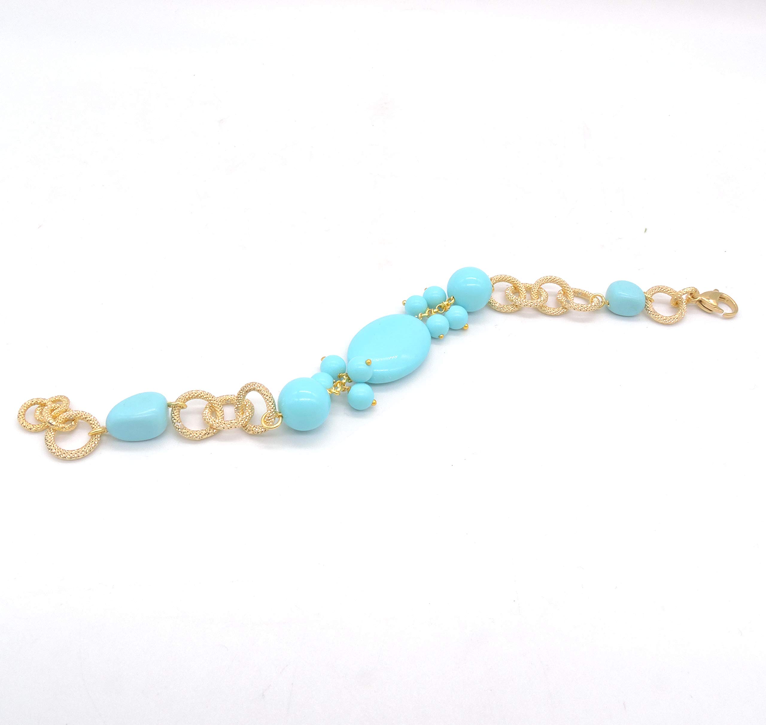 Bracciale Catena Dorata e Perle in Pasta di Turchese