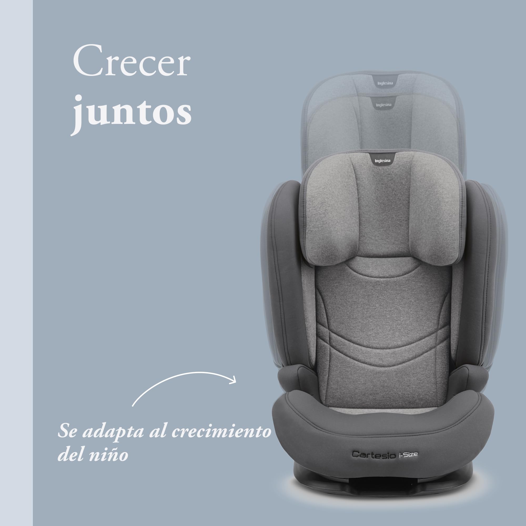 Inglesina Cartesio i-Size, Silla de coche Isofix, para Niños de 3 a 12 años aproximadamente, de 100 a 150 cm, color Stone Grey