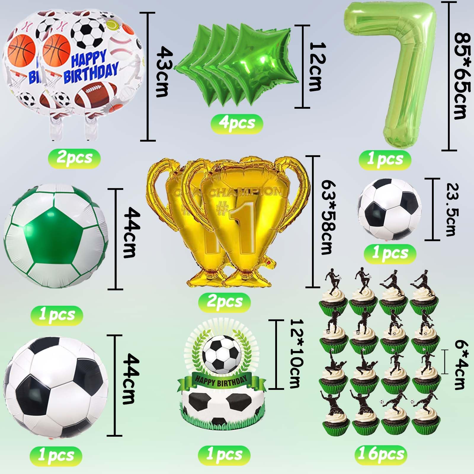 Fußball Geburtstagsdeko 7 Jahre - Komplettset Für Kinderparty Mit Geschirr & Deko