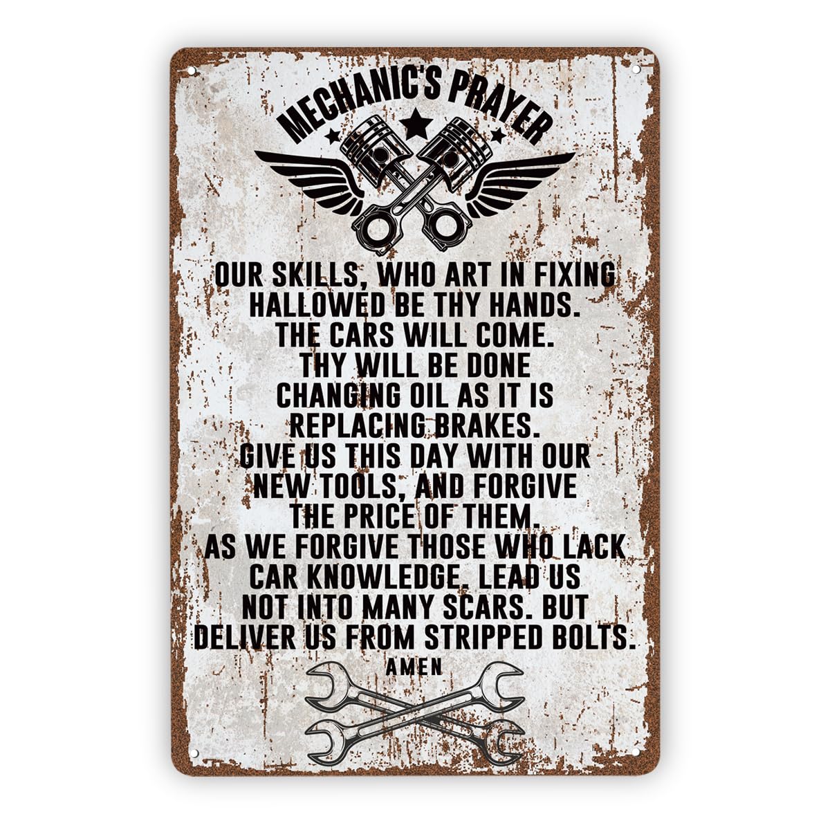 Mechanics Prayer Man Cave Tin Sign, Garage Decor Gift