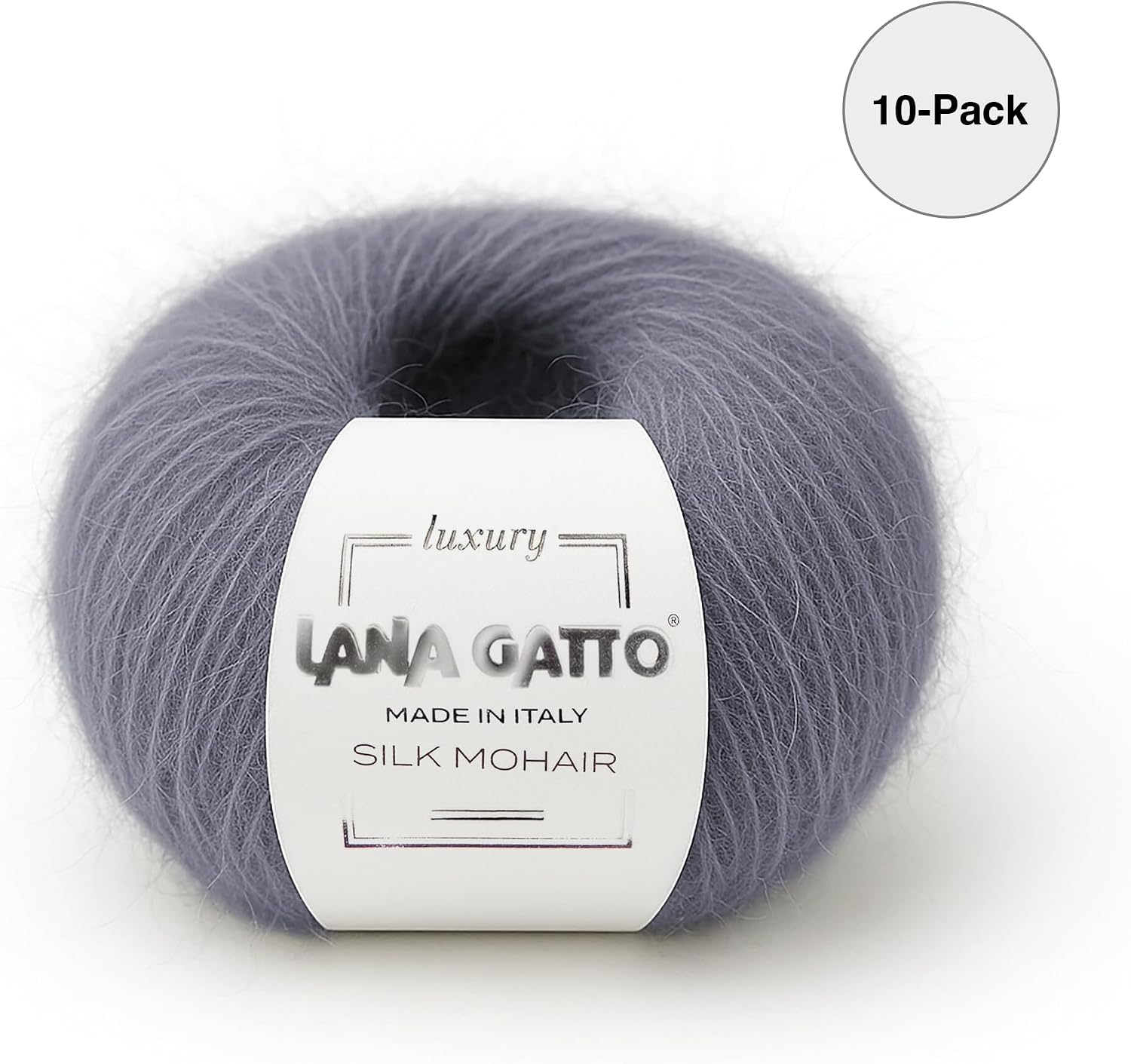 Silk Mohair Luxury Yarns, Premium and Soft Blend for Knitting, Made in Italy (Gray - 30480, 10)