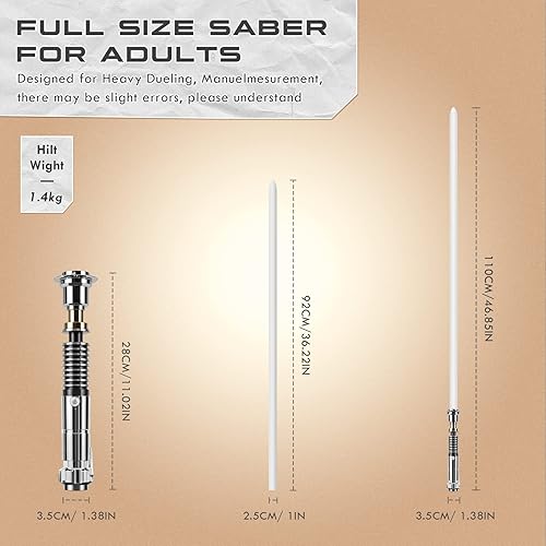 Miniatura 5 de DAMIENSABER Sable de luz de duelo con control de movimiento suave RGB3.0, 16 fuentes de sonido, sable de luz Luke con 16 RGB sólido e infinito