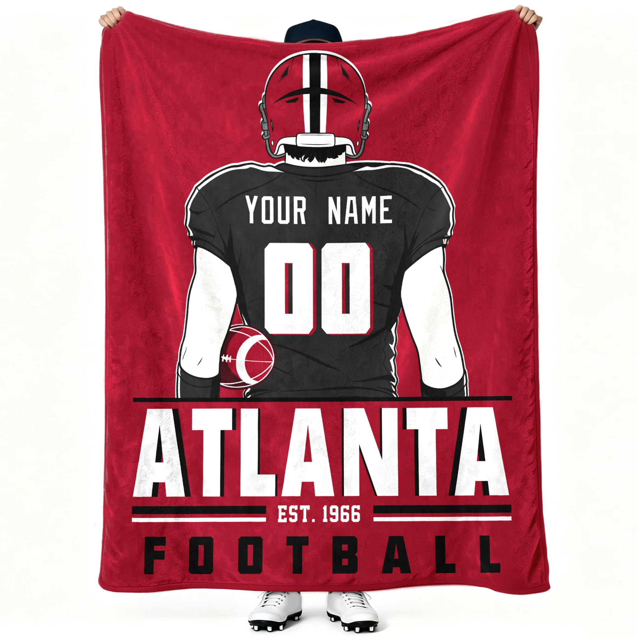Atlanta Throw Blanket Personalized Name and Number Gifts for Men Women Kids Flannel Tapestry