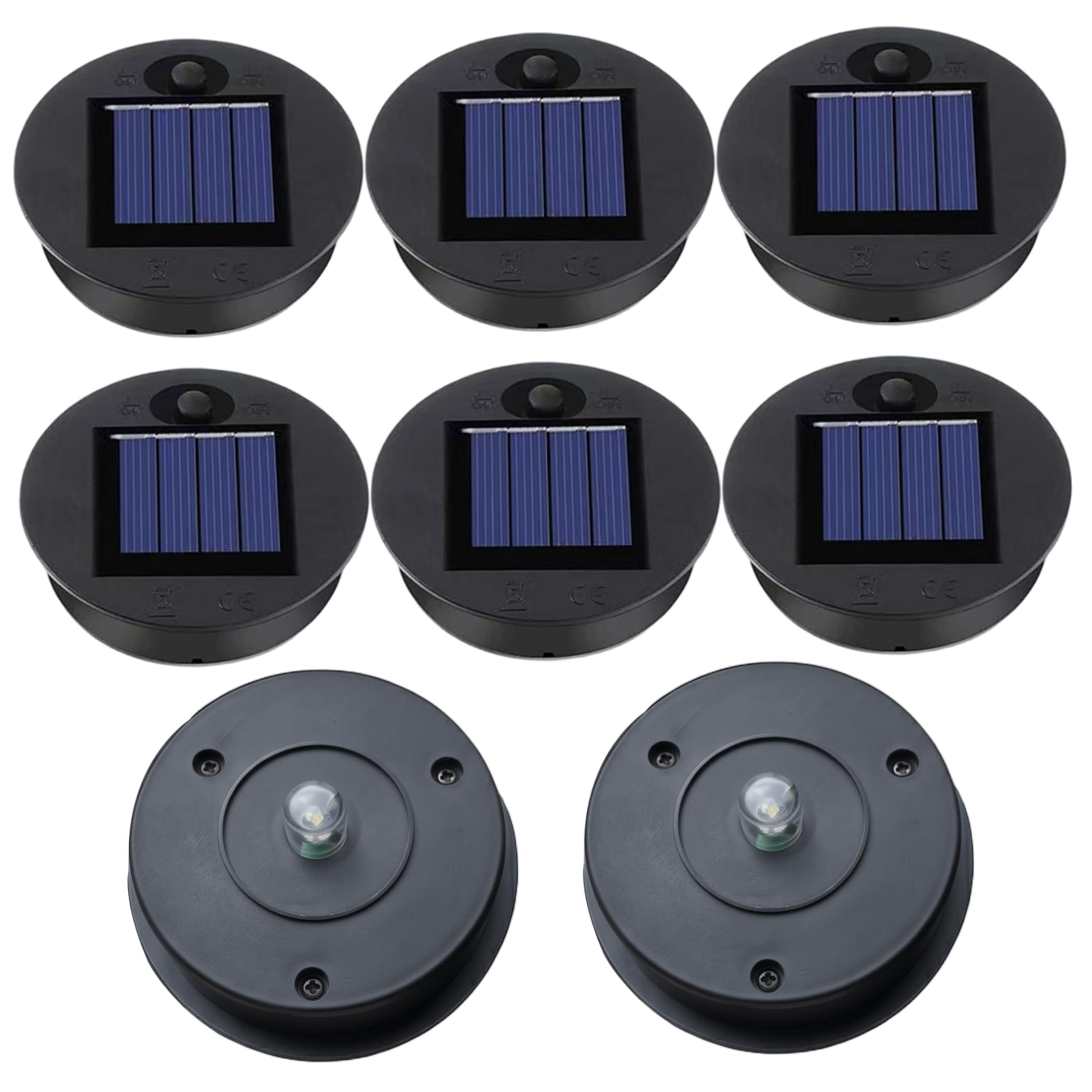 Tsawntd Style 2 Solar Light Replacement Top, 8 Pcs Solar Lantern Replacement Top, Dual Mode Light Parts With Built-In Battery, 2.76 Inch (7Cm) Lights For Lanterns Tops