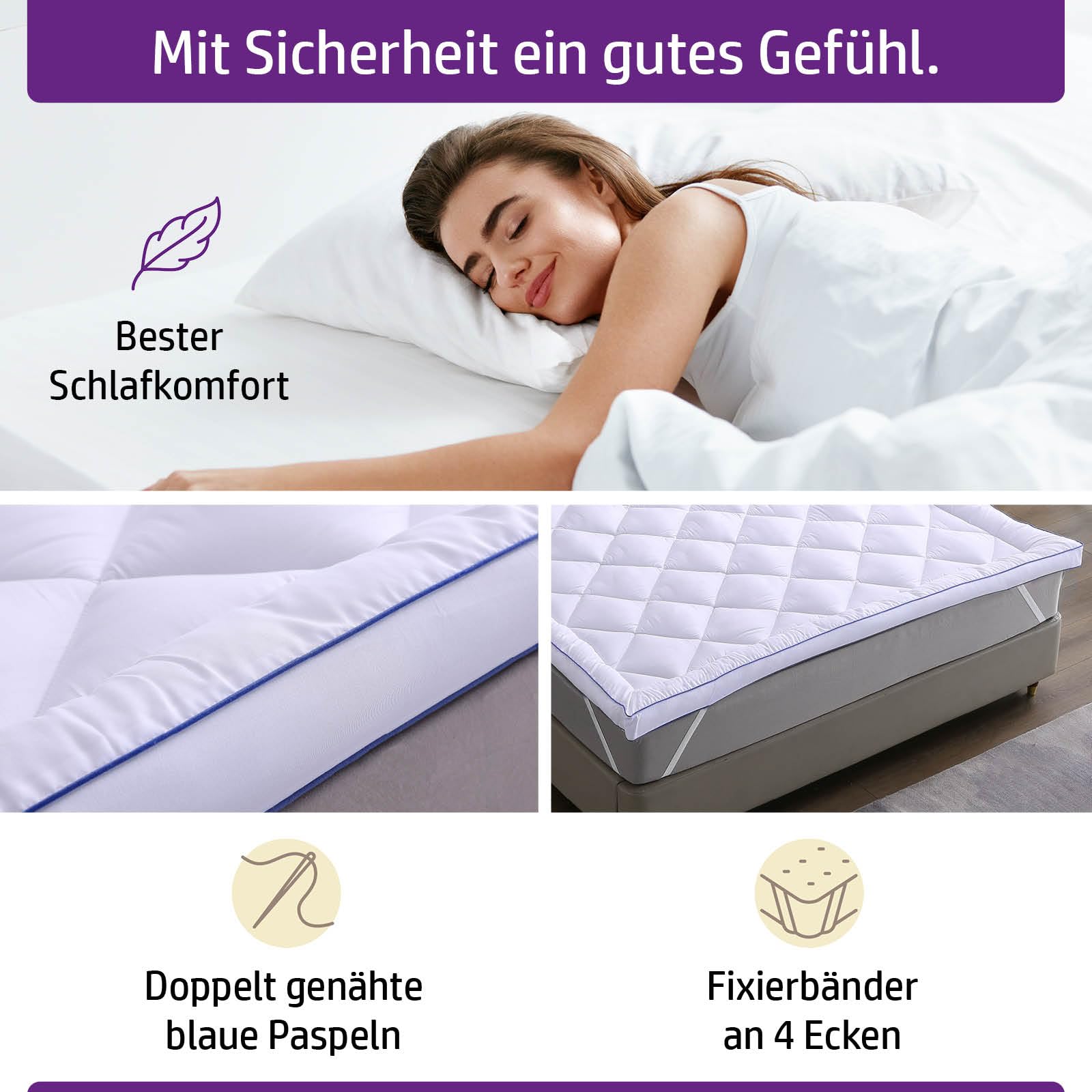 Matratzen Topper Jacquard | 7 Größen | 80x200cm - 180x200cm | 7cm Dicker Matratzentopper | Beste Luftzirkulation temperaturregulierend Maschinenwaschbar | Öko-Tex | Boxspringbett | 180x200cm