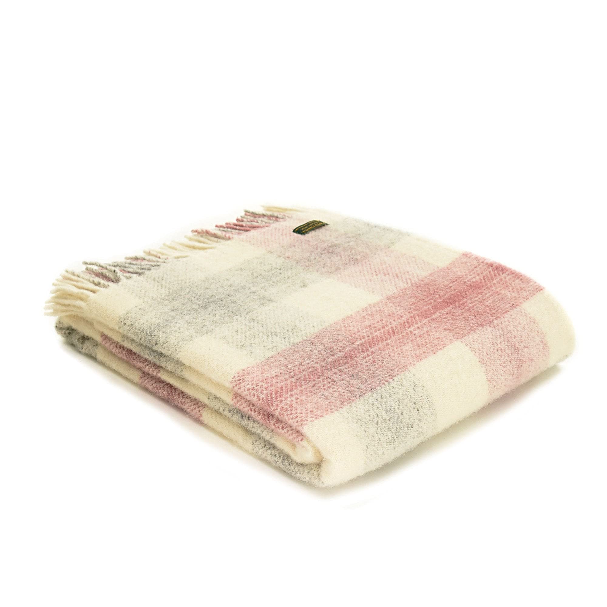 Tweedmill Pure New Wool Meadow Check Throw - Dusky Pink 100% New Pure Wool Made in Wales