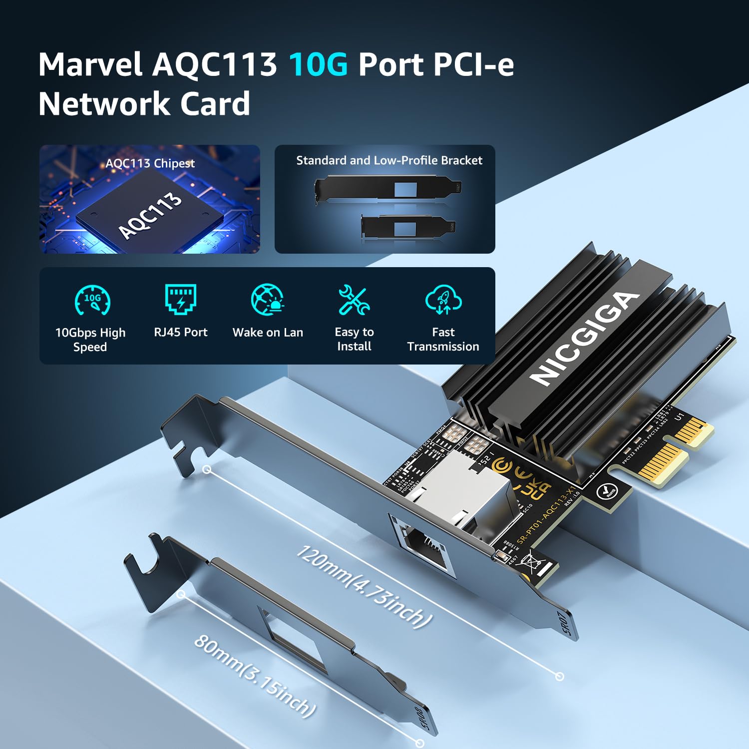 Amazon.com: 2025 New 10G Base-T PCI-e4.0 X1 Network Card, Marvell