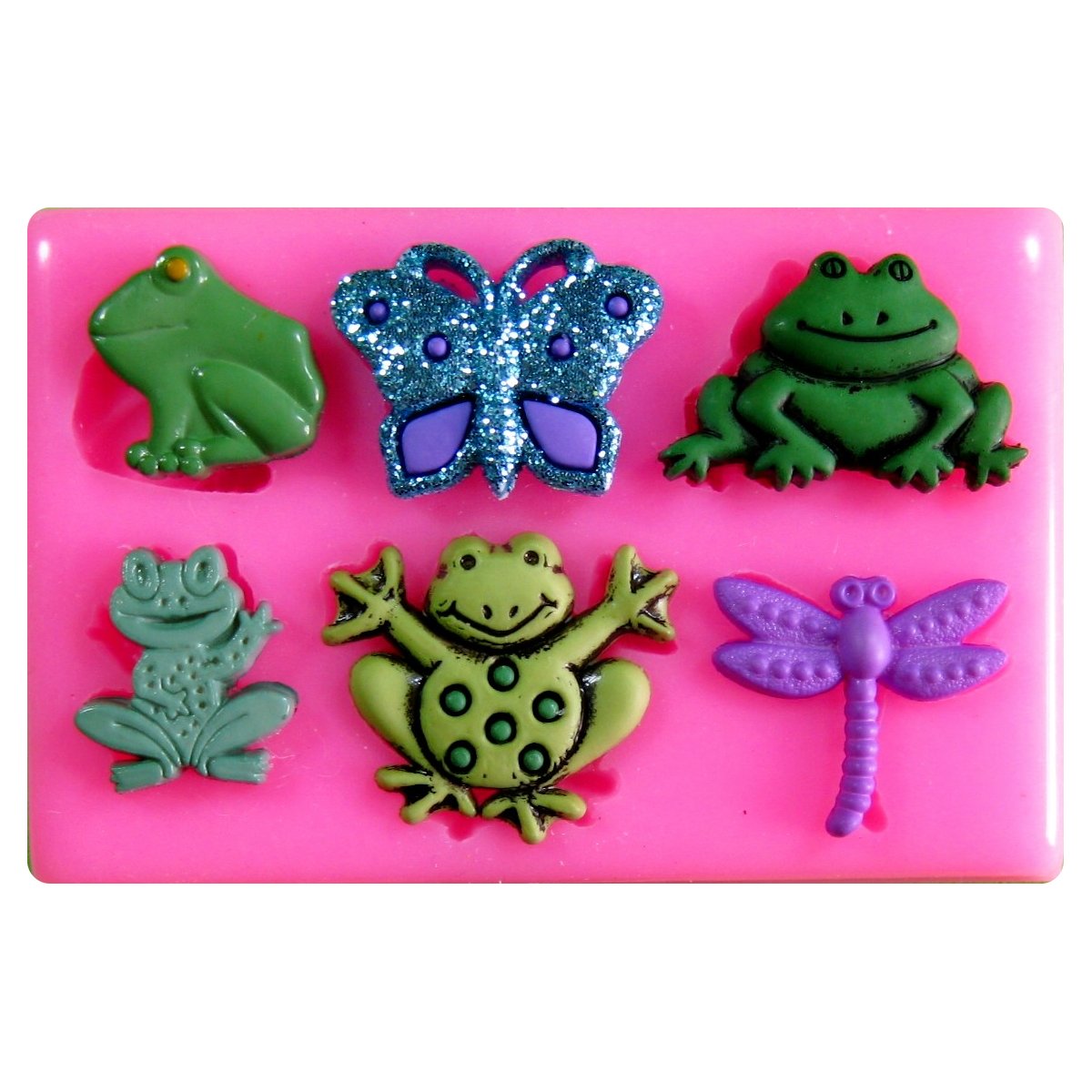 Pond Life Small Frog Toad Butterfly Dragonfly Silicone Mould Mold for Cake Decorating Cake Cupcake Toppers Icing Sugarcraft Tool by Fairie Blessings