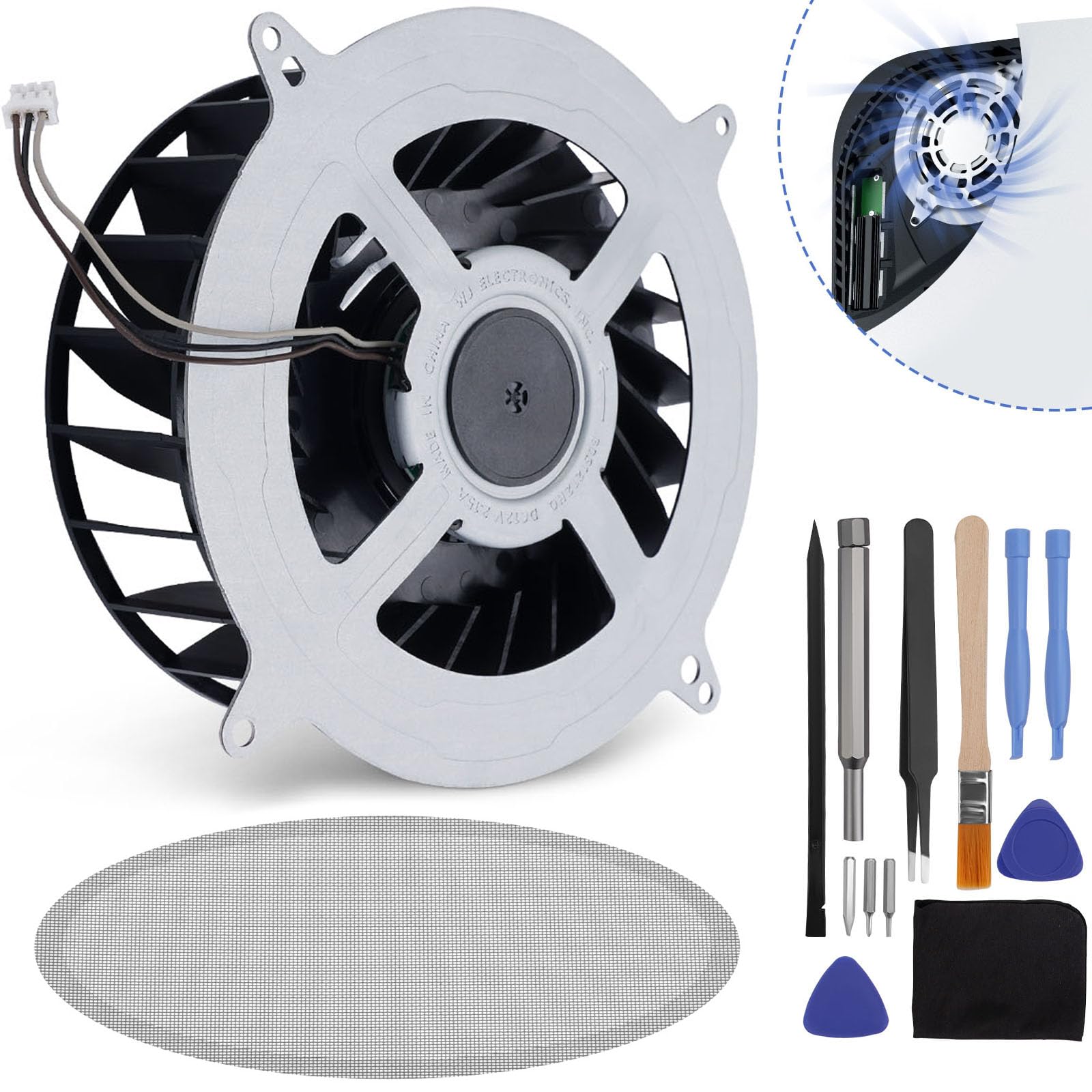 YIBEICO Upgrade Cooling Fan Replacement Kit for PS5 PlayStation 5 23-Blade Cooling Fan with Professional Tools set -T8H
