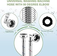 Vista 4 de 4ft Stainless Steel Washing Machine Hose with 90 Degree Elbows 2 Packs Braided Premium Washer Hoses Supply Lines-Washer Hoses 4ft Hot and Cold