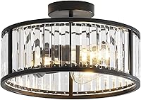 Vista 1 de Lámpara de techo negra empotrada, lámpara de cristal enjaulada, lámpara de pasillo de tambor para montaje en techo (14 pulgadas, negro)