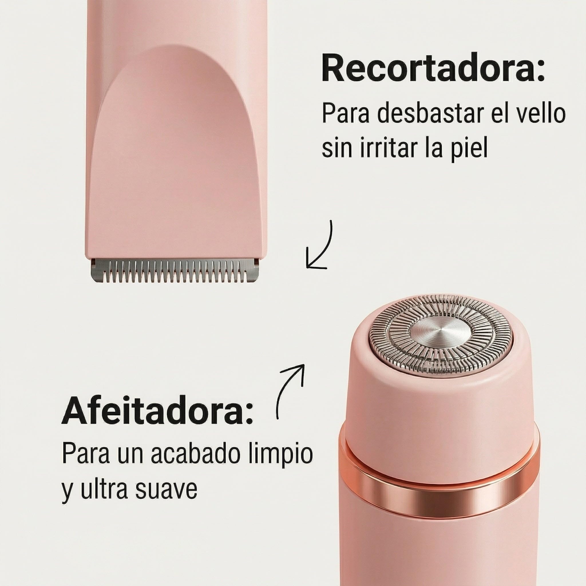 razerly maquinilla mujer, Afeitadora Corporal Mujer 2 en 1 con Recortadora Bikini Waterproof USB-C, Maquinilla Electrica Femenina para Zona Intima Axilas Piernas y Piel Sensible