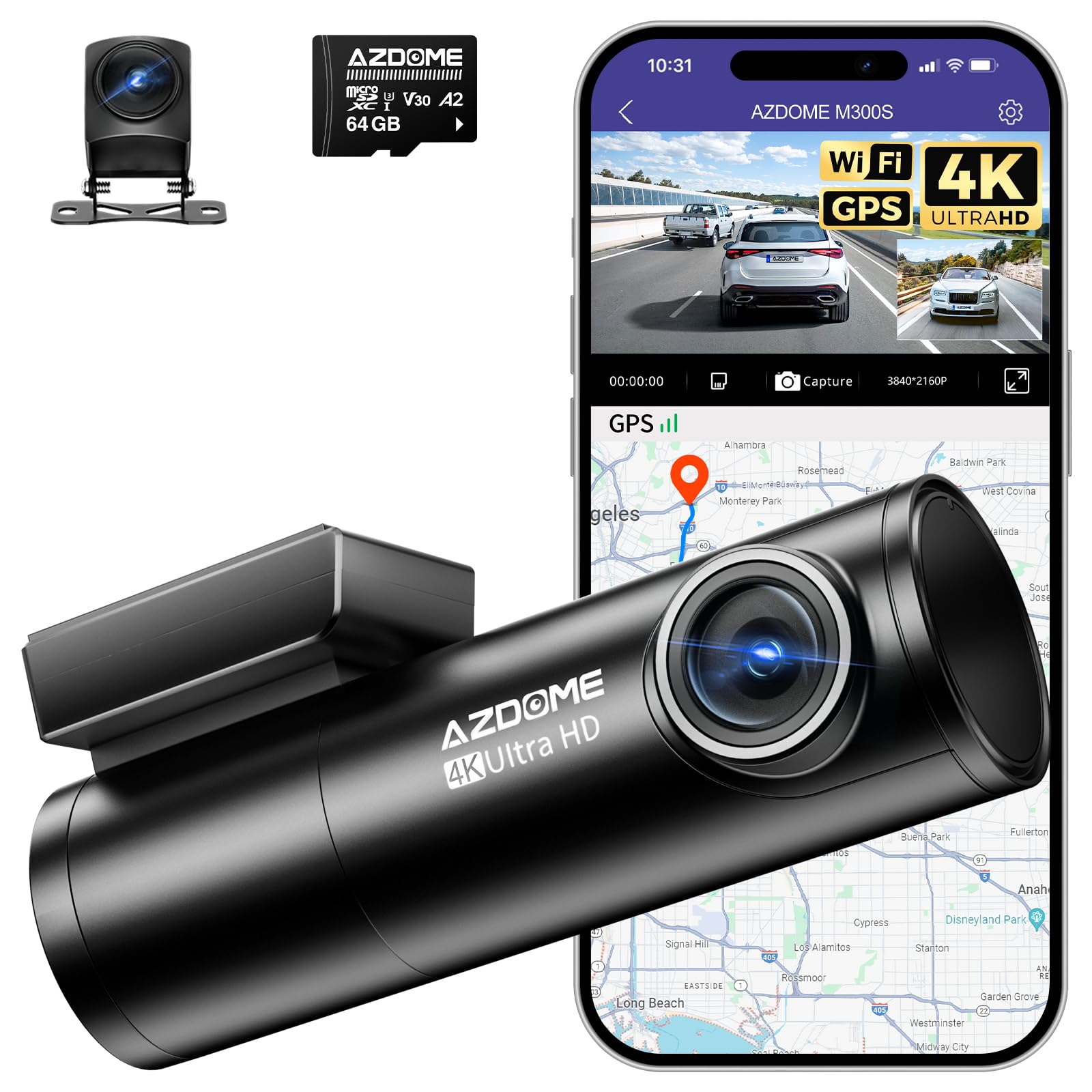 Sponsored Ad – AZDOME 4K Dash Cam Front and Rear, WiFi GPS, Dual Car Camera, Mini Dashcam for Cars with 64GB SD Card, 24H Parking Mode, ADAS, Night Vision, WDR, 170° Wide Angle, G-Sensor, App Control, Max 256GB