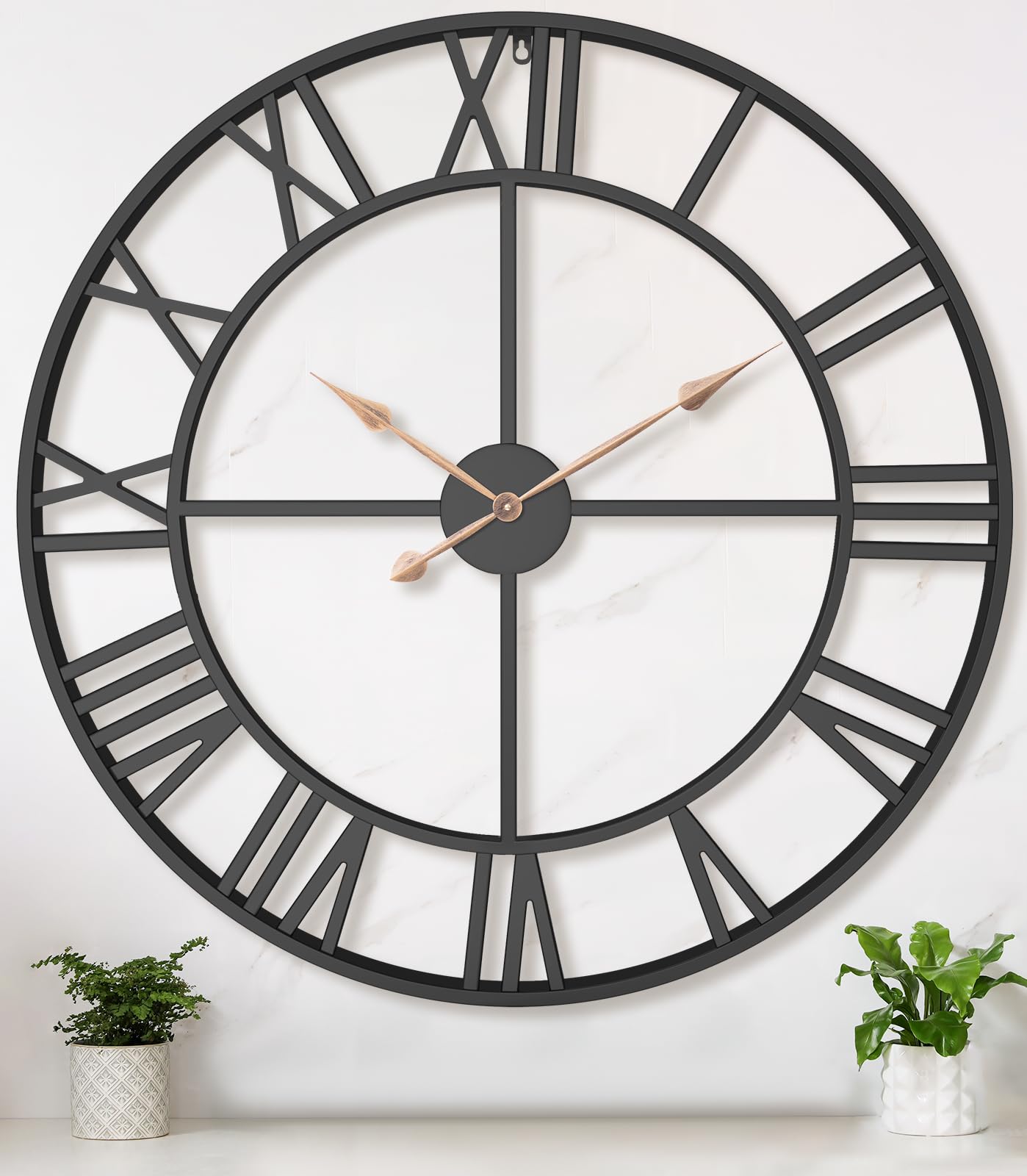 36 Inch Extra Oversized Large Giant Modern Decorative Wall Clock,Vintage Industrial Farmhouse Black Metal Big Roman Numeral Large Clocks for Living Room Decor,Entrance Fireplace,Dinng Room