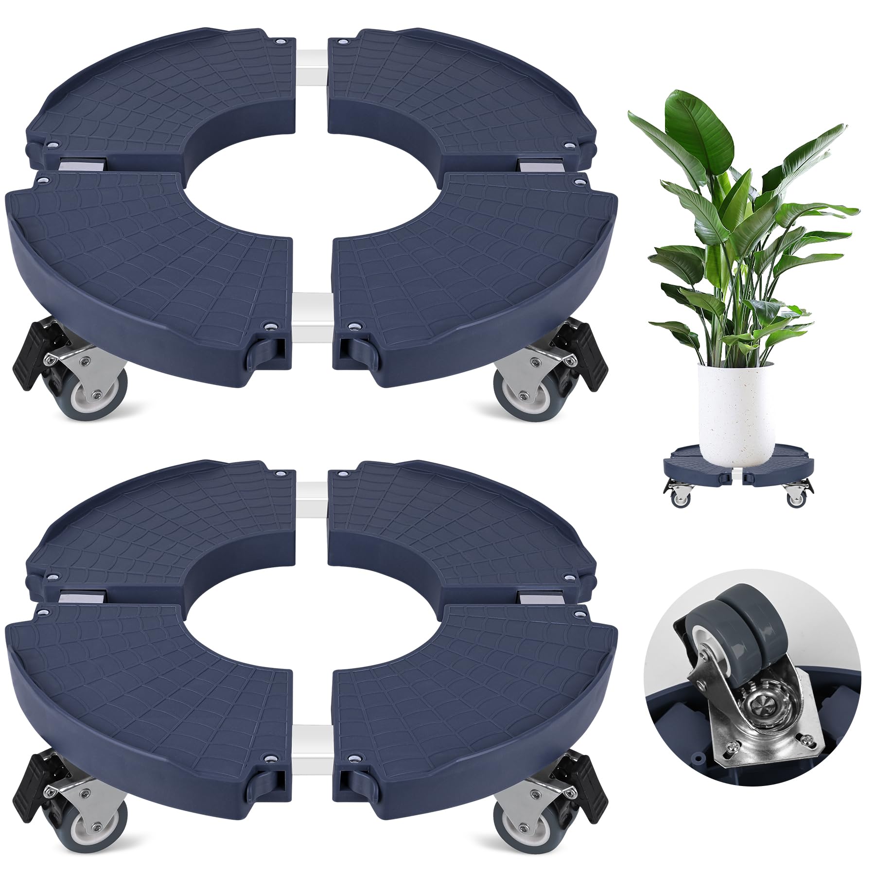 Rolling Plant Caddy Stands - 2 Pack, Heavy Duty -17