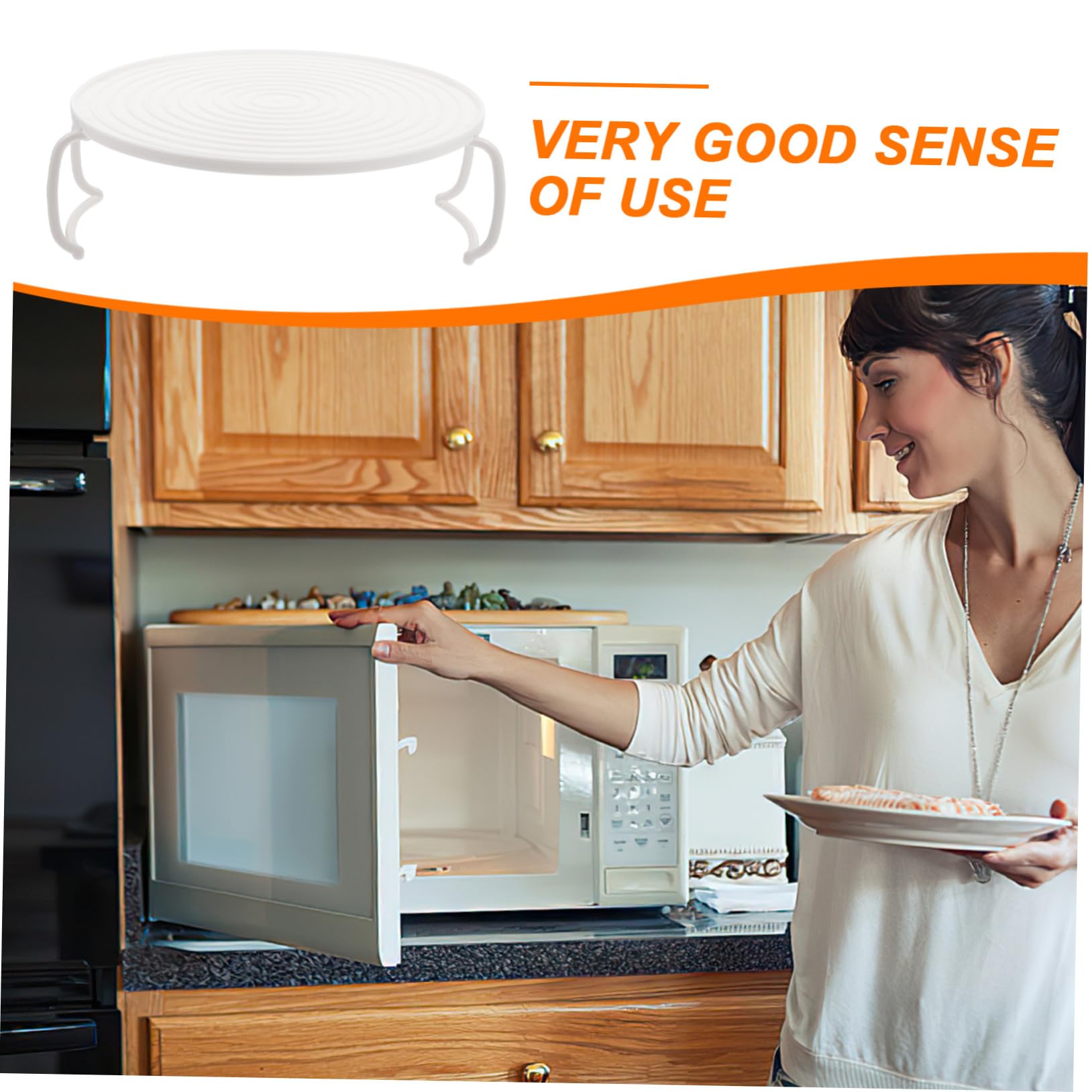 VILLCASE 2 pezzi Piatto Rialzato Microonde in Resistente Scaffale da Cucina Strati per Stoccaggio e Cottura Vapore Teglia Rotonda Multiuso per Forno e Microonde