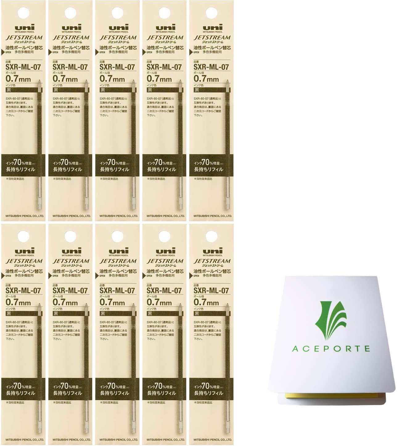 uni Jetstream 0.7mm Long-Lasting Black Ink 10 Refills (SXR-ML-07), Sticky Notes Value Set