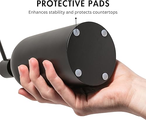 Miniatura 4 de Dispensador de Jabón Negro Mate para Baño, Dispensador de Bomba de Jabón Líquido para Manos y Platos Redondo Antióxido de 15 oz para Cocina,