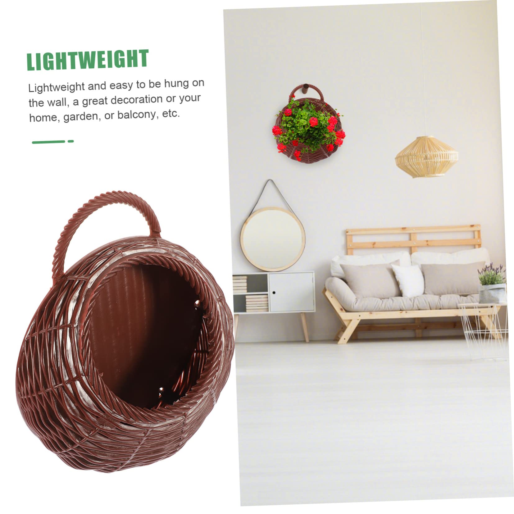 VICASKY 3pezzi Cesto Da Appendere Plastica Imitazione Intrecciata Per Fiori Decorazione Murale Per Casa Giardino e Balcone Stile Pastorale e Leggero