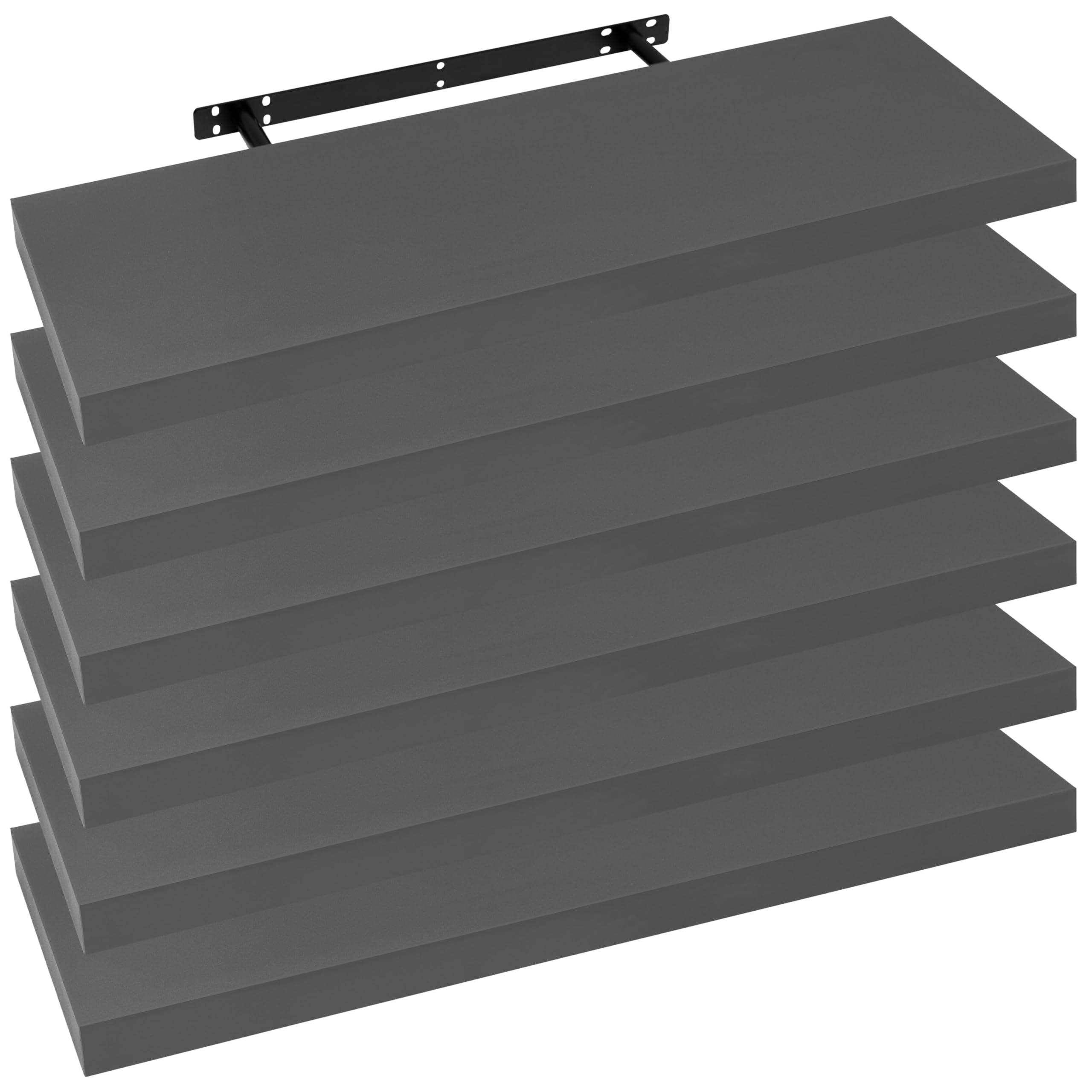 WOLTU 6 Pcs Floating Shelves, 70cm Dark Grey Wall Shelf, Bookshelf
